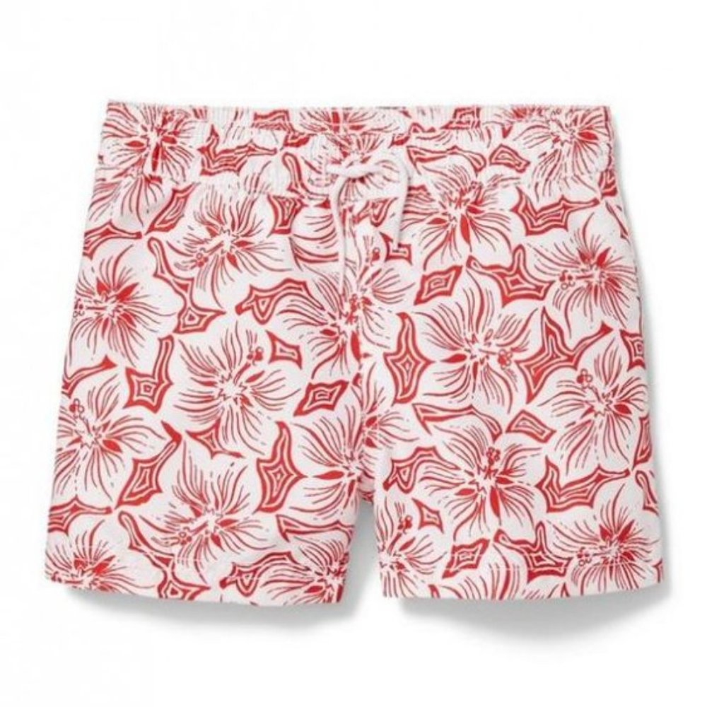 Janie and Jack Red Hibiscus Swim Trunk, 4 - NWT